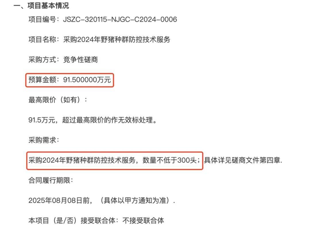 91.5万元打300头野猪<strong></p>
<p>澳波虚拟币</strong>，南京一企业中标后弃标，知情人：人手不够