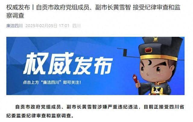 涉嫌严重违纪违法<strong></p>
<p>虚拟币出仓</strong>，四川省自贡市政府党组成员、副市长黄雪智接受审查调查