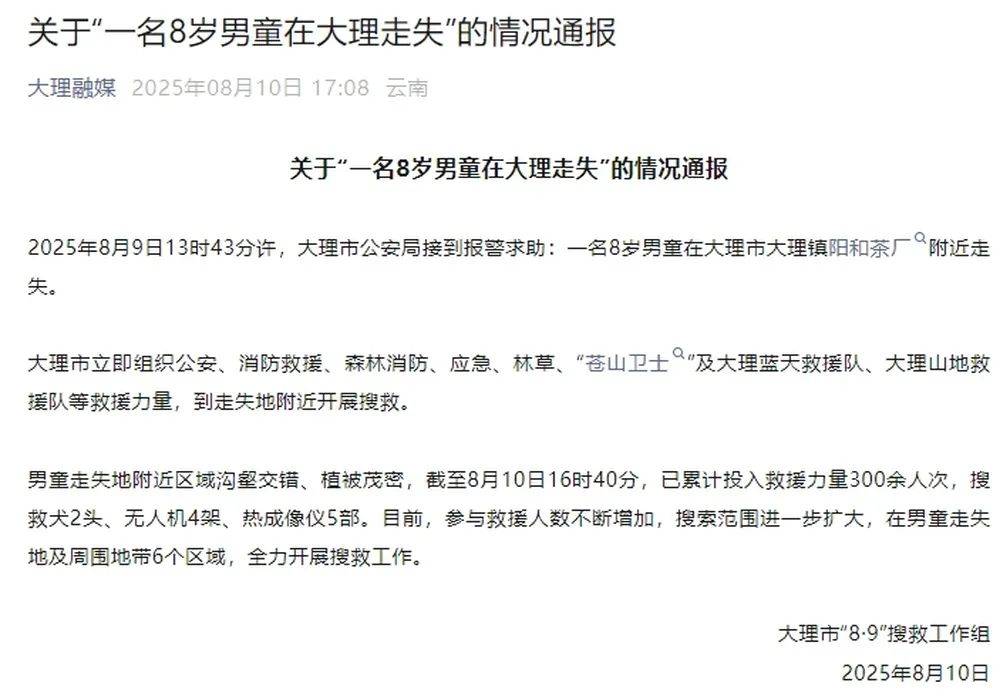 紧急寻人<strong></p>
<p>出借虚拟币</strong>！男童参加夏令营山上走失！最新进展→