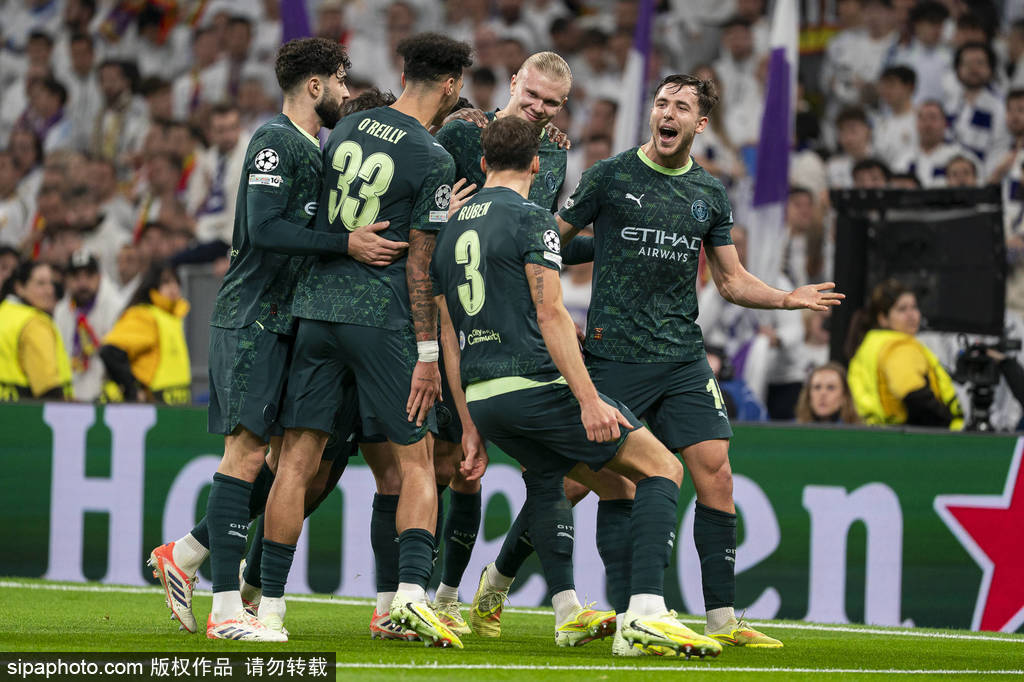 欧冠-罗德里戈破荒哈兰德点射 姆巴佩未登场皇马1-2曼城