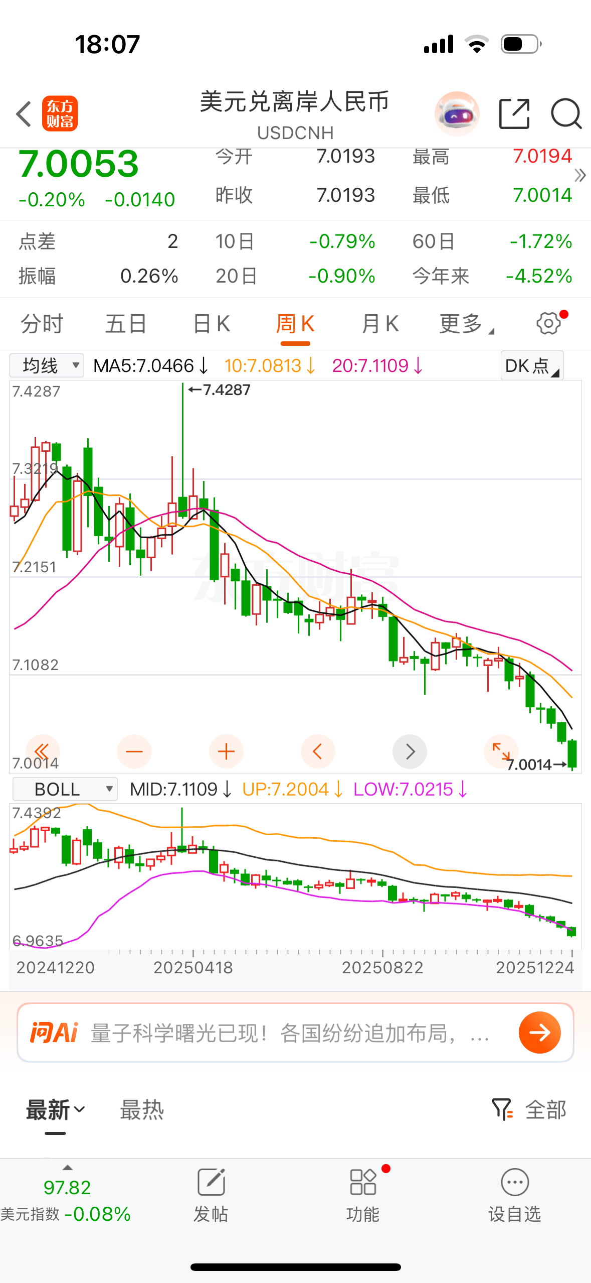 人民币兑美元逼近7大关，杭州市民8000多美元存款一年亏了1000多元